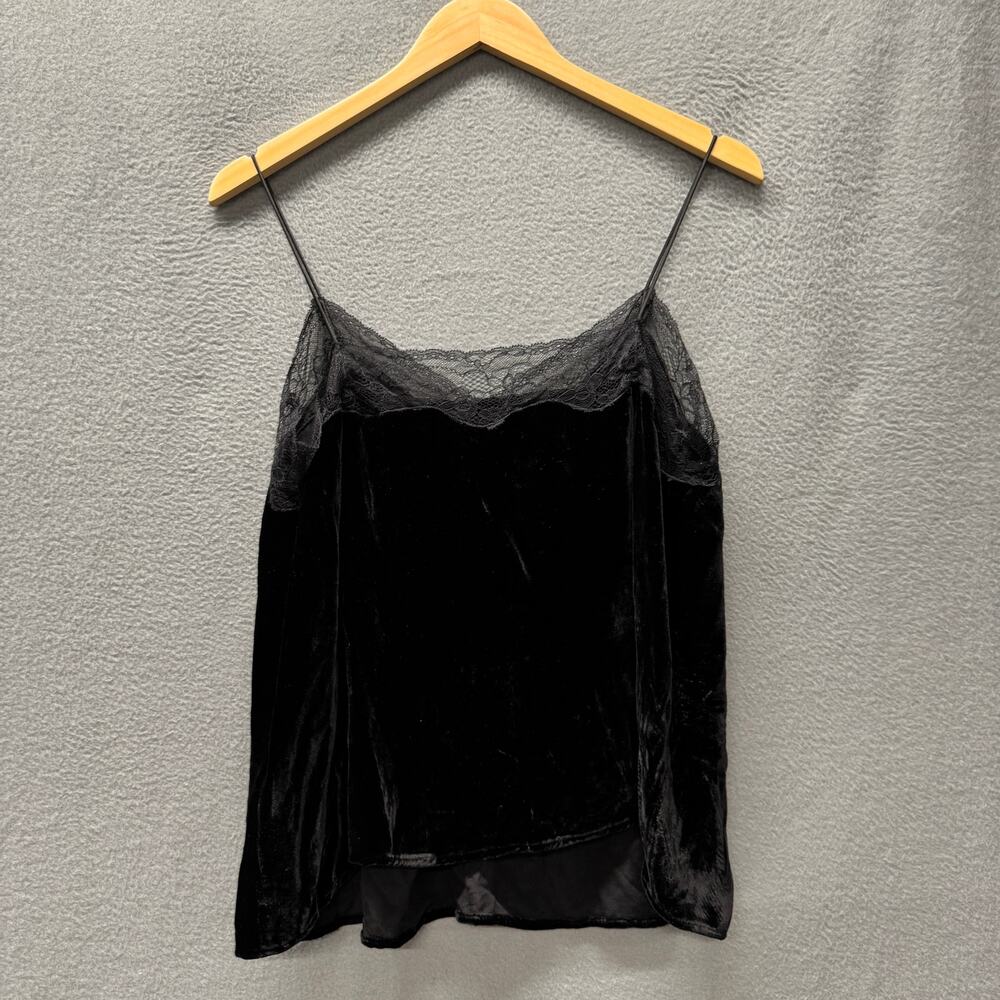 ba&sh Viera Camisole Top Black Velvet Silk Lace Cami Tank Womens US 6 INT M - Picture 4 of 11